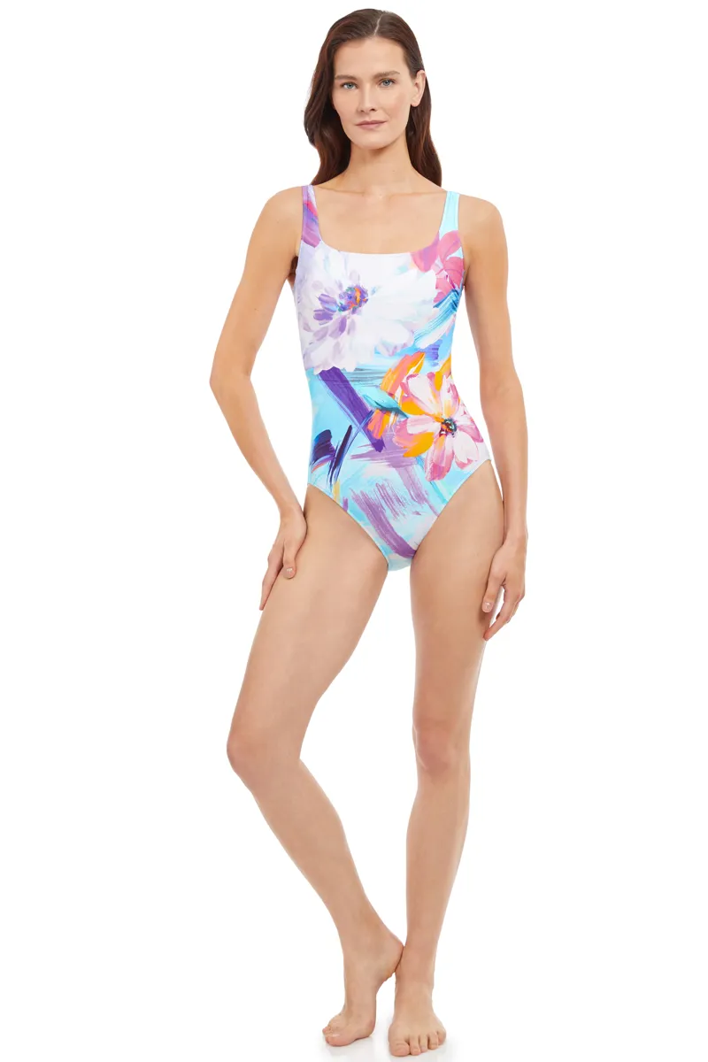 Gottex La Vie Est Belle Square Neck Swimsuit in Multicolour-2