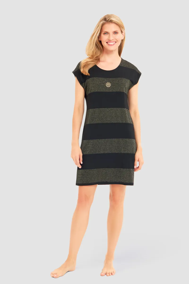 Louis Feraud Capped Sleeve Beachdress in Black-1