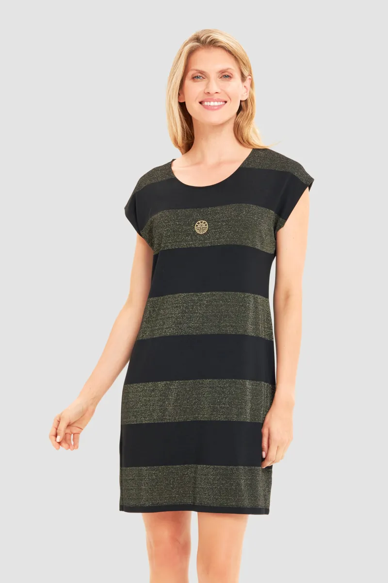 Louis Feraud Capped Sleeve Beachdress in Black-2