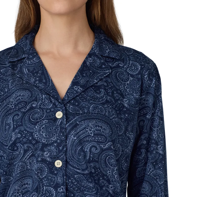 Ralph Lauren Paisley Sateen Classic Pyjama in Navy-2
