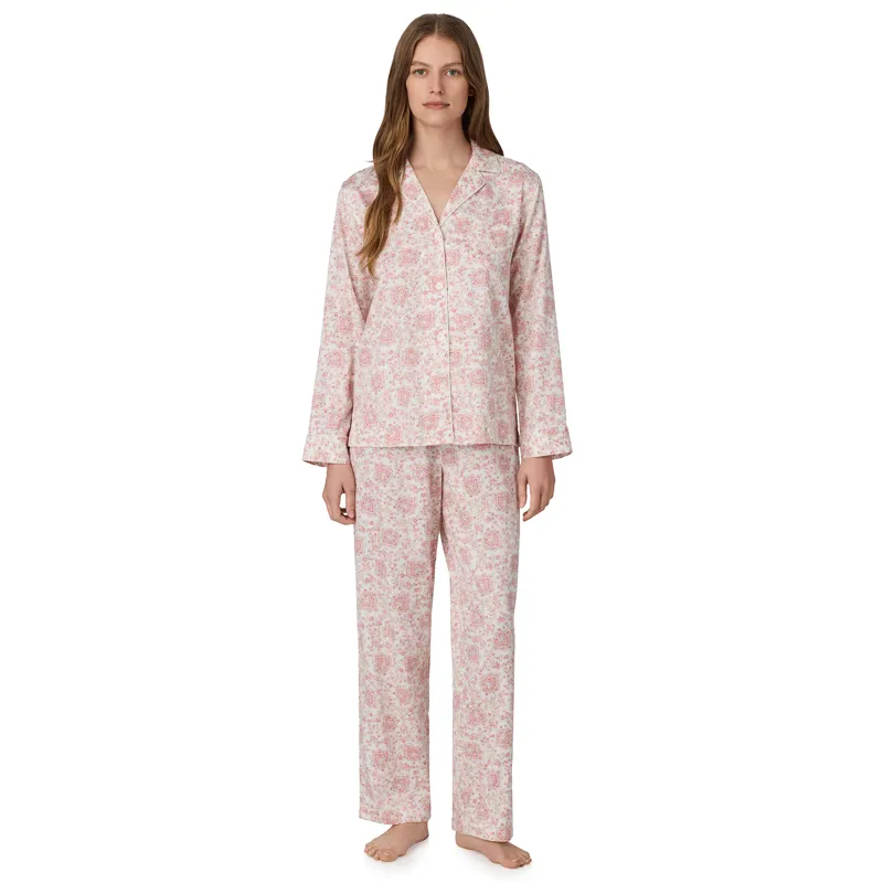 Ralph Lauren Vintage Sateen Notch Collar Pyjama in Pink