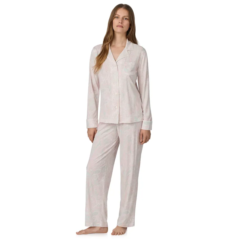 Ralph Lauren Paisley Cotton Knit Classic Pyjama in Pink