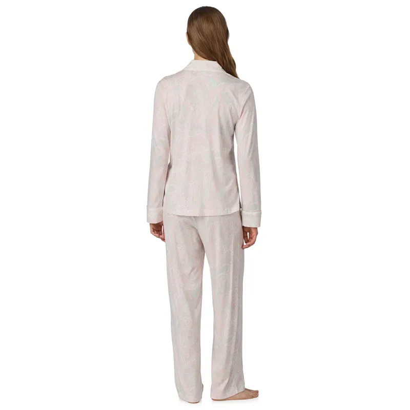 Ralph Lauren Paisley Cotton Knit Classic Pyjama in Pink-1