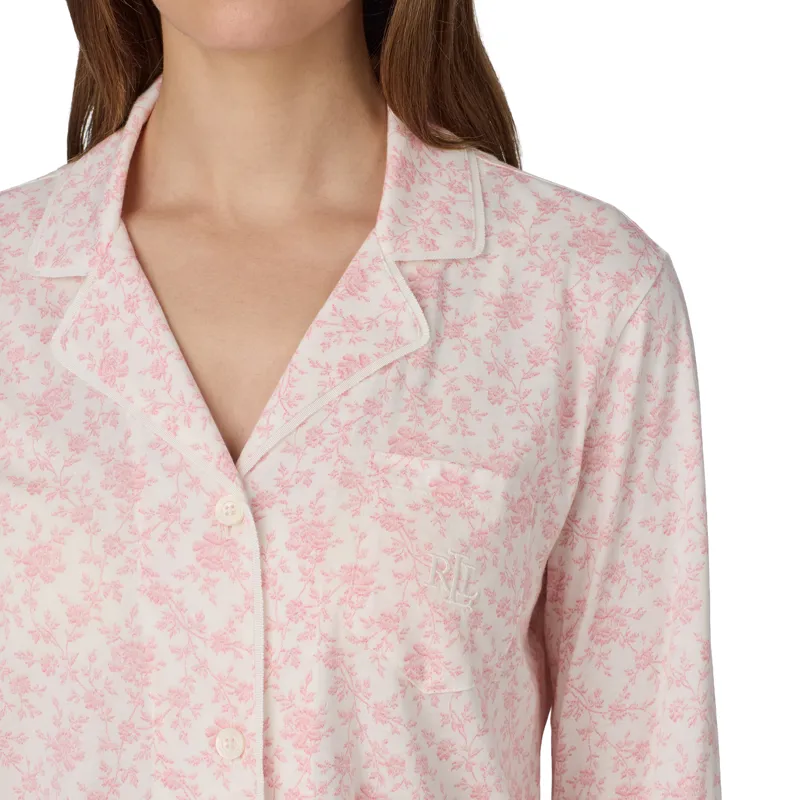 Ralph Lauren Floral Cotton Knit Classic Pyjama in Pink-2