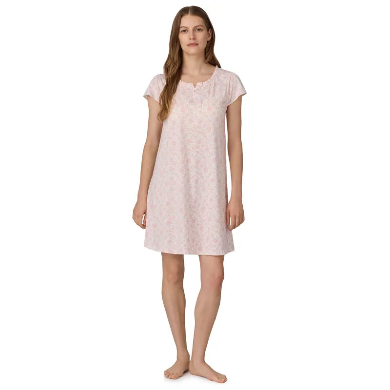 Ralph Lauren Floral Cotton Knit Short Sleeve Ballet Gown in Pink