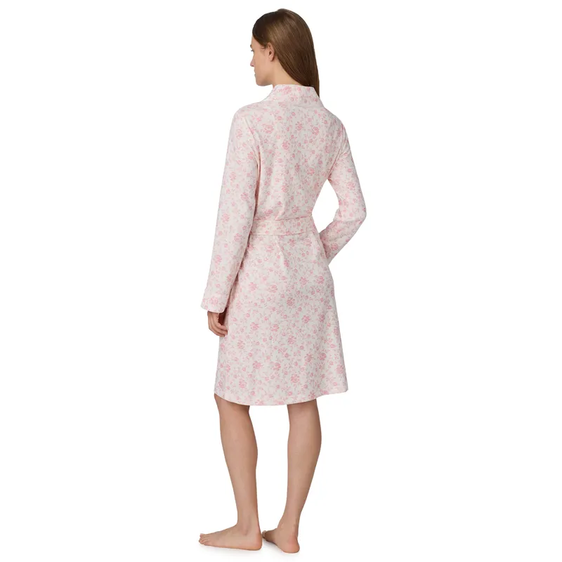 Ralph Lauren Floral Cotton Interlock Short Robe in Pink-2