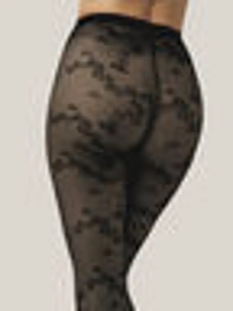 Wolford Floret Semi Sheer Floral Patterned Tights in Black-2