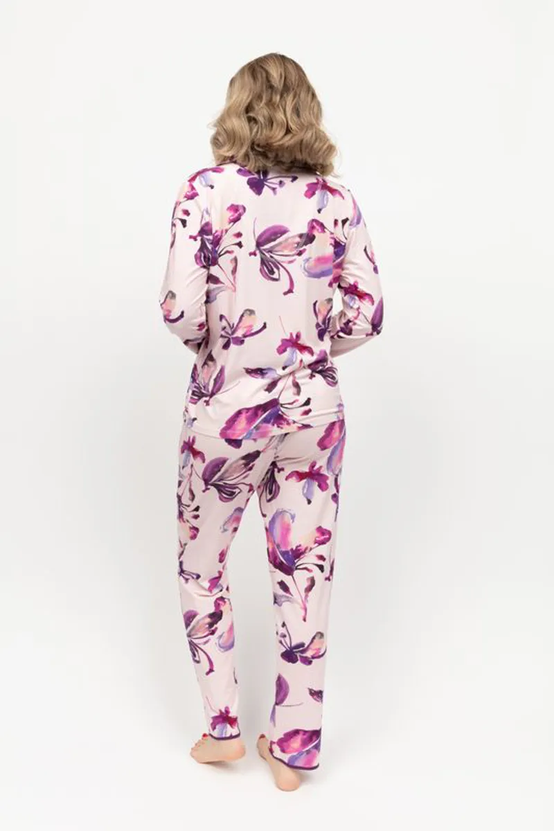 Cyberjammies Colette Jersey Long Sleeve Pyjama in Floral Pinks-2