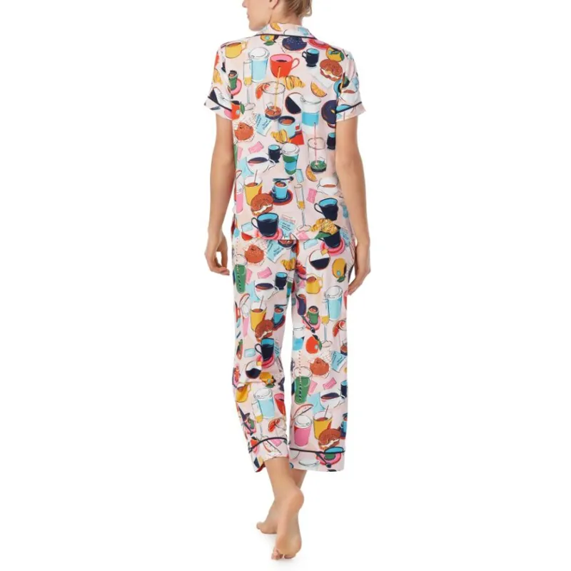 Kate Spade Coffee Shop Jersey Cropped Pyjama in Multicolour-2