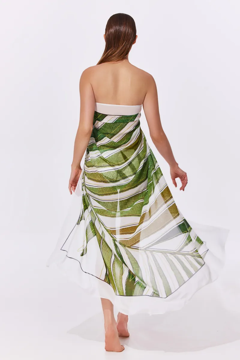 Gottex Willow Pareo in White Green-2