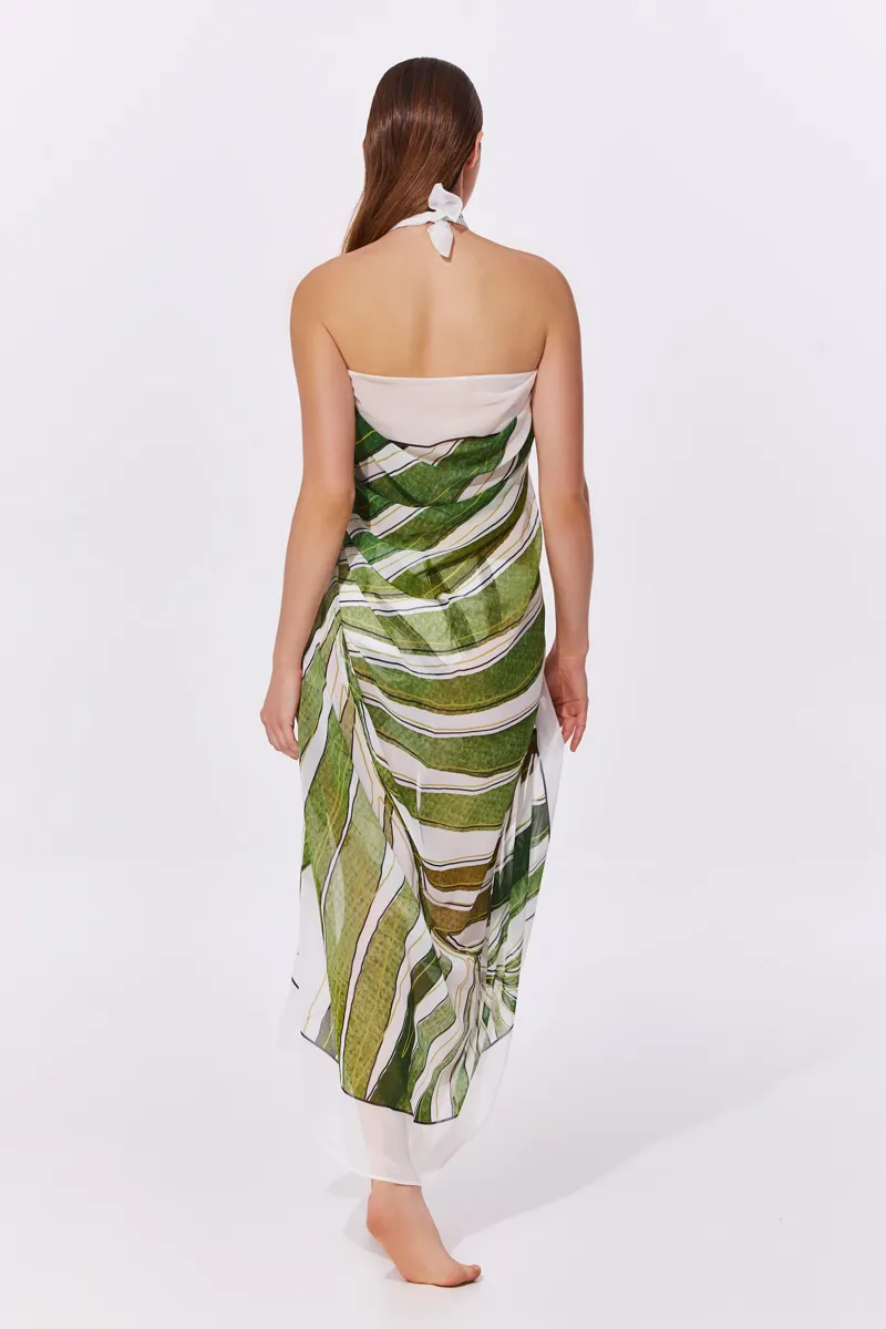 Gottex Willow Pareo in White Green-3