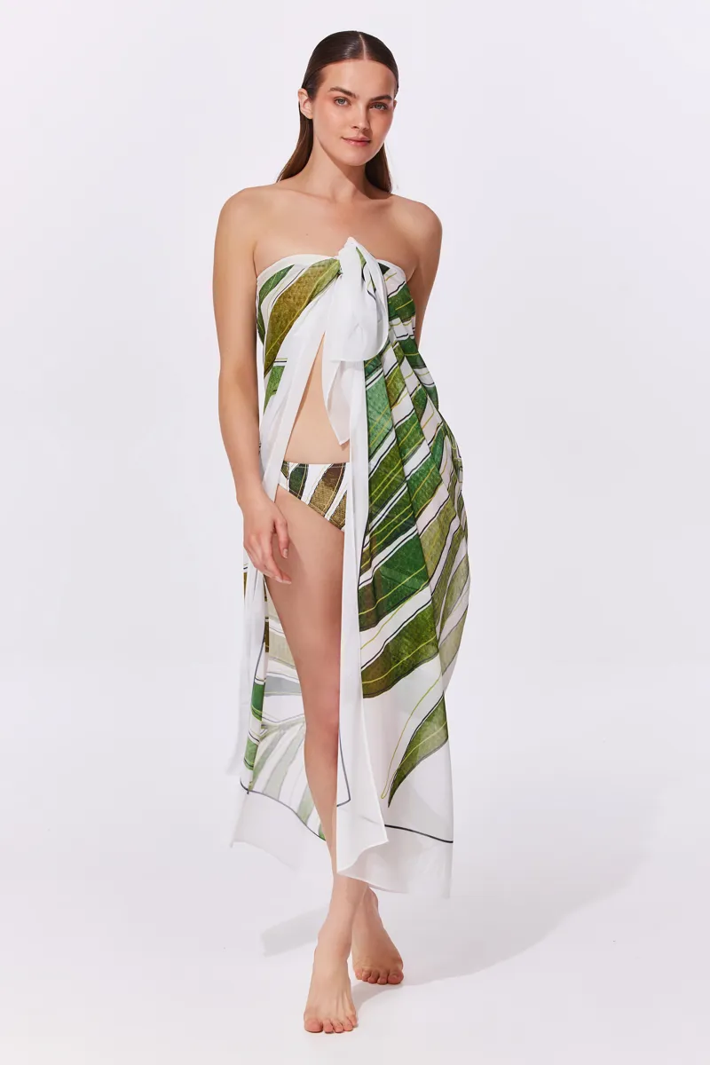 Gottex Willow Pareo in White Green