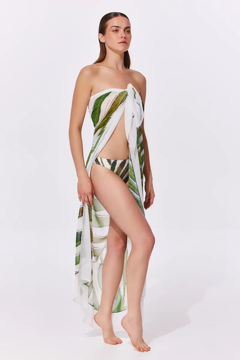 Gottex Willow Pareo in White Green-1
