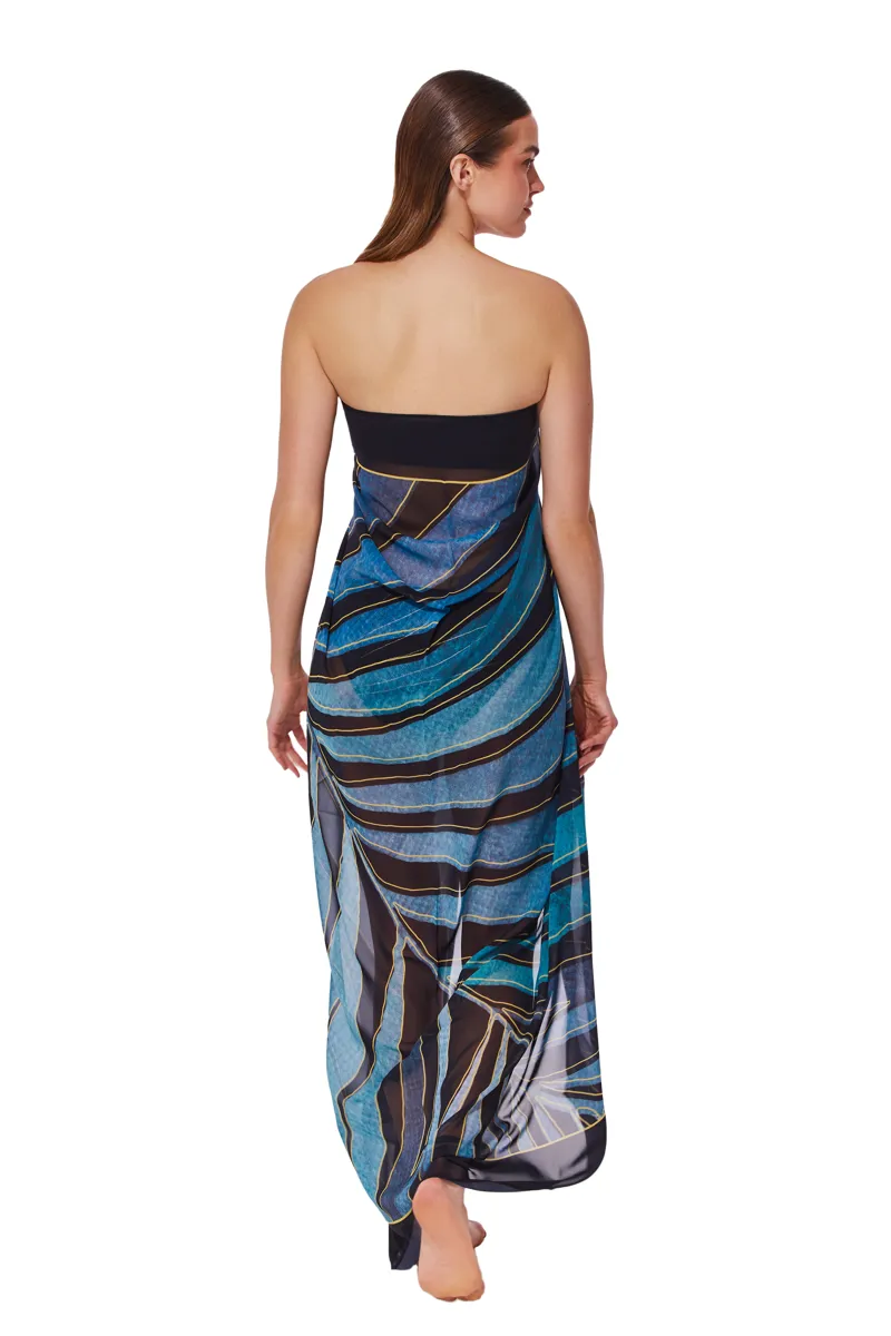 Gottex Willow Pareo in Black Blue-3