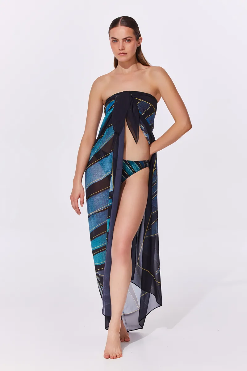 Gottex Willow Pareo in Black Blue