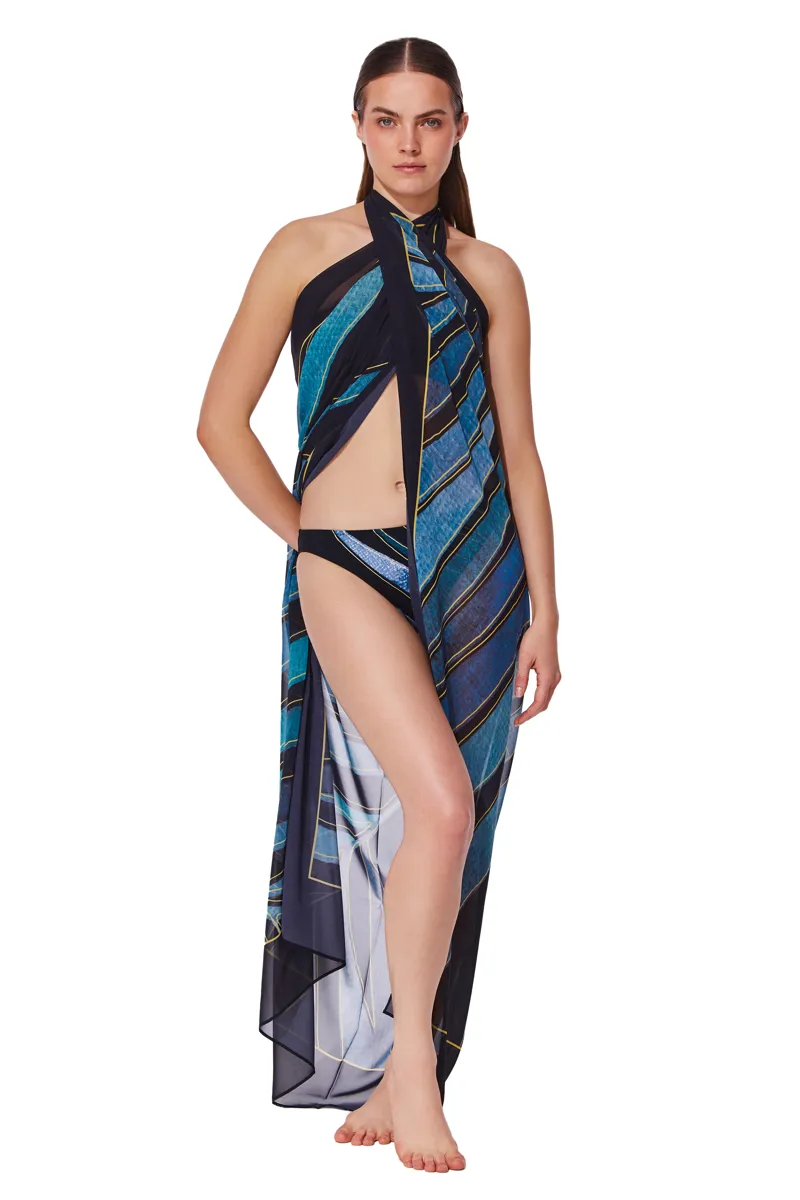 Gottex Willow Pareo in Black Blue-1