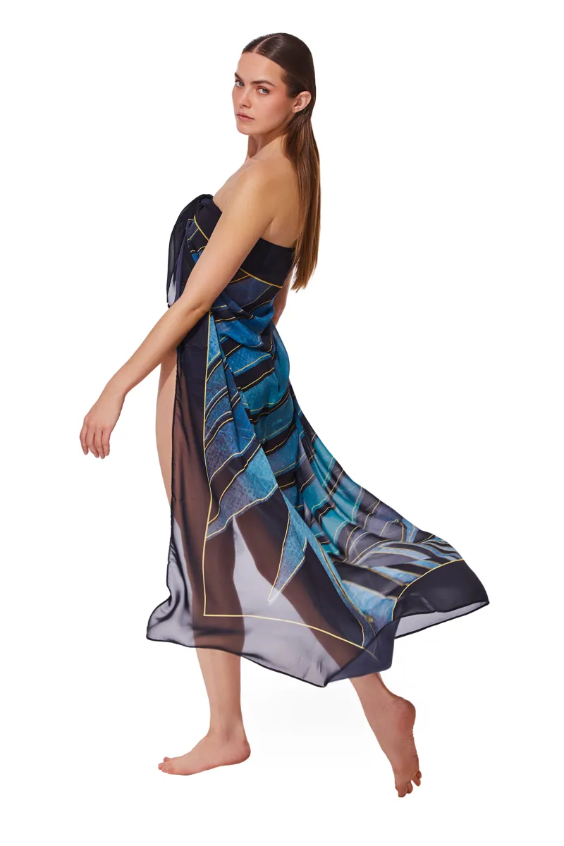 Gottex Willow Pareo in Black Blue-2