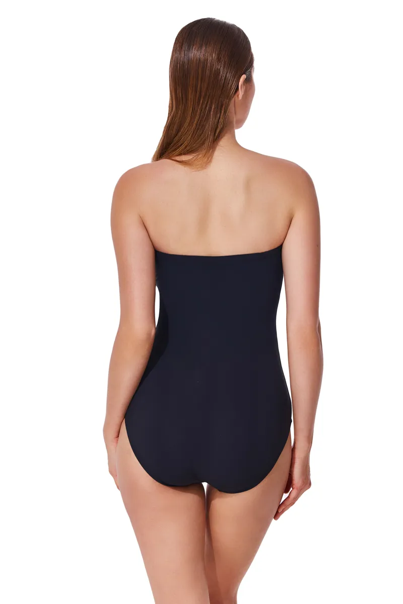 Gottex Yuki Flower Bandeau Swimsuit in Black-2