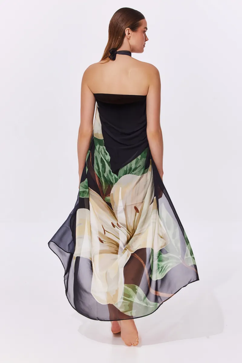 Gottex Yuki Flower Pareo in Black-3