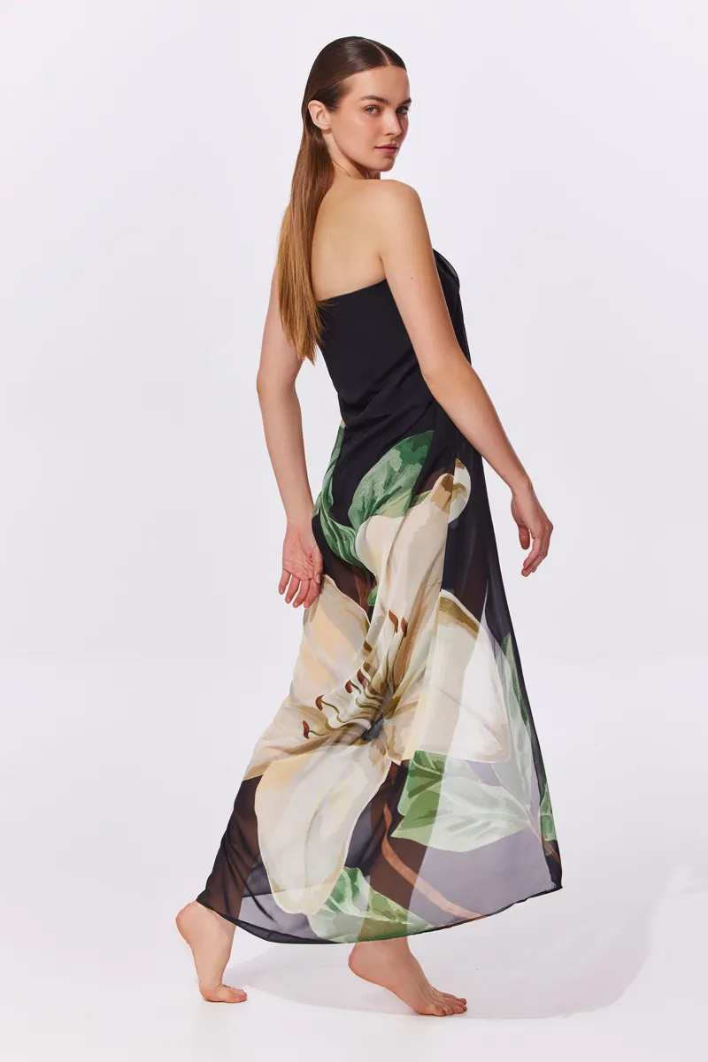 Gottex Yuki Flower Pareo in Black-1