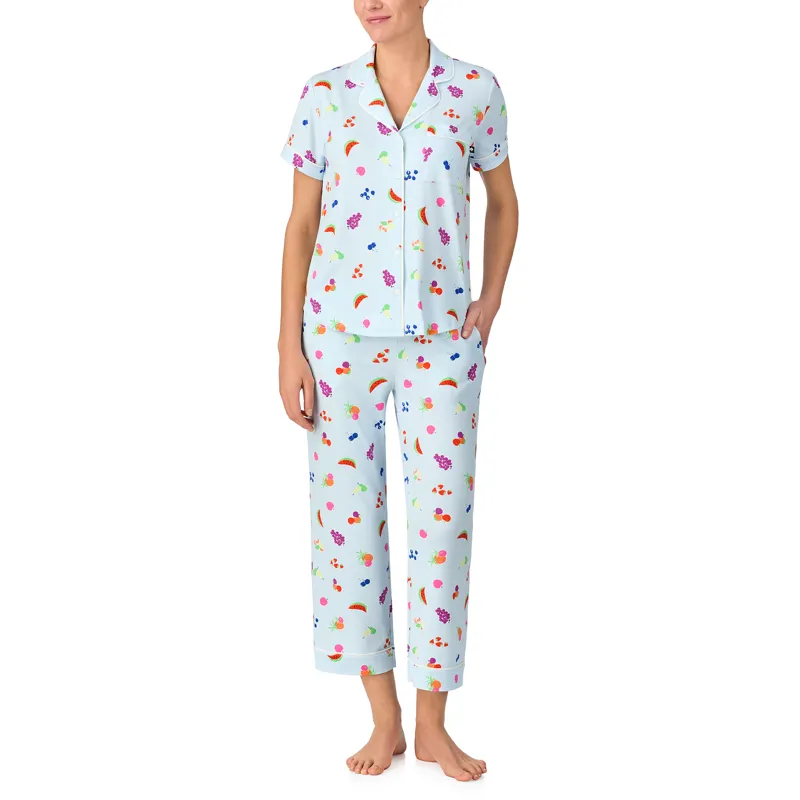 Kate Spade Summer Fruit Jersey Cropped Pyjama in Blue