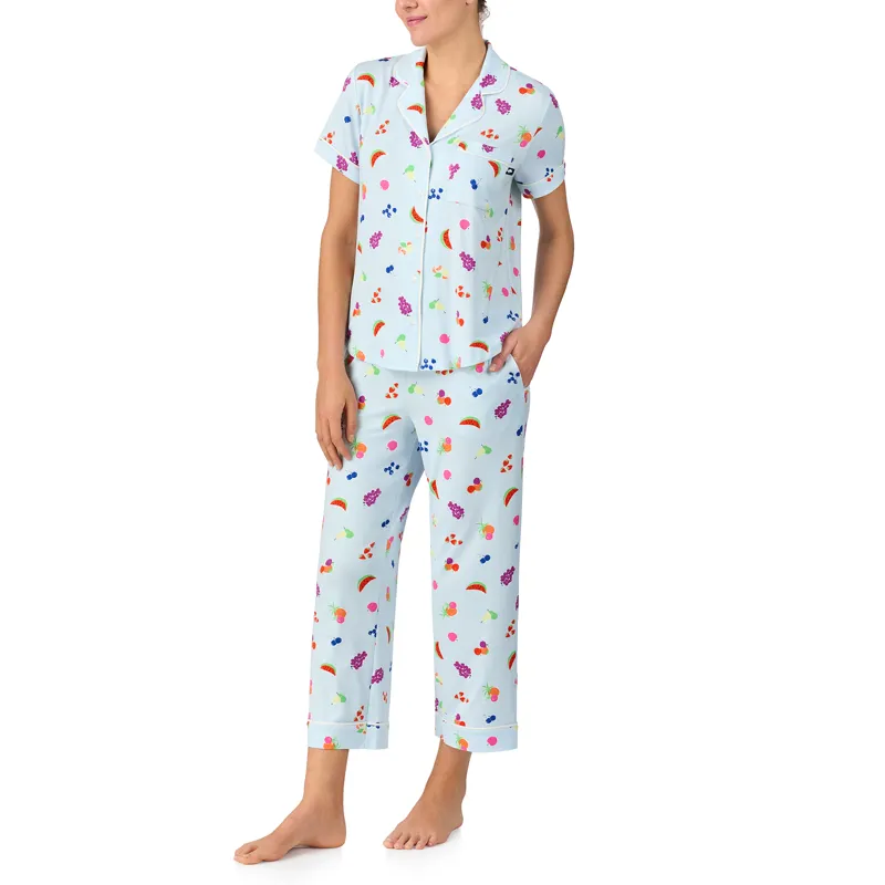 Kate Spade Summer Fruit Jersey Cropped Pyjama in Blue-1