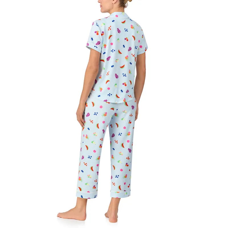 Kate Spade Summer Fruit Jersey Cropped Pyjama in Blue-2