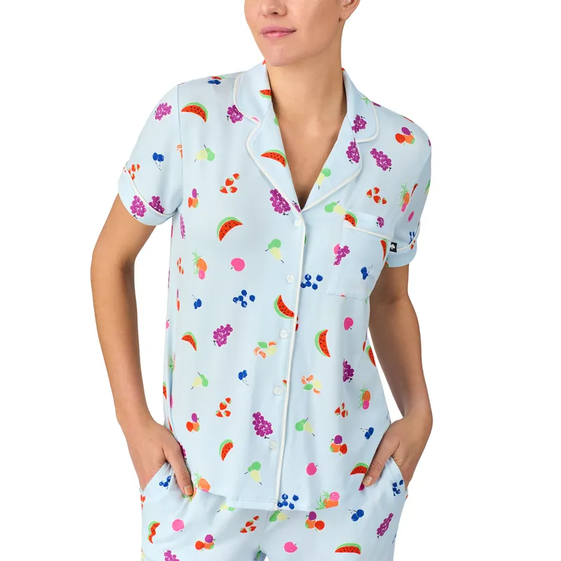 Kate Spade Summer Fruit Jersey Cropped Pyjama in Blue-3