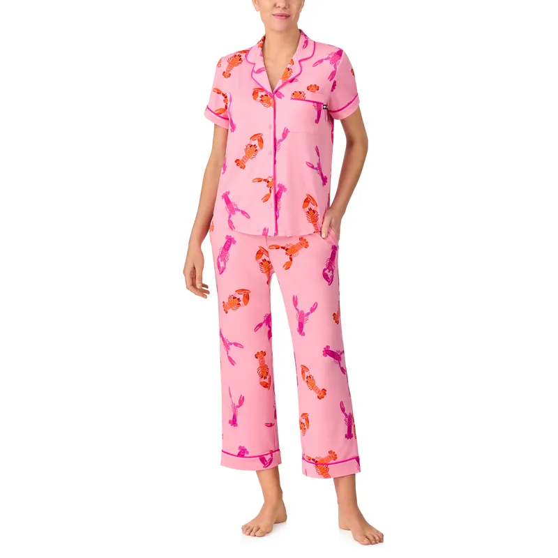 Kate Spade Lobster Dance Jersey Cropped Pyjama in Pink