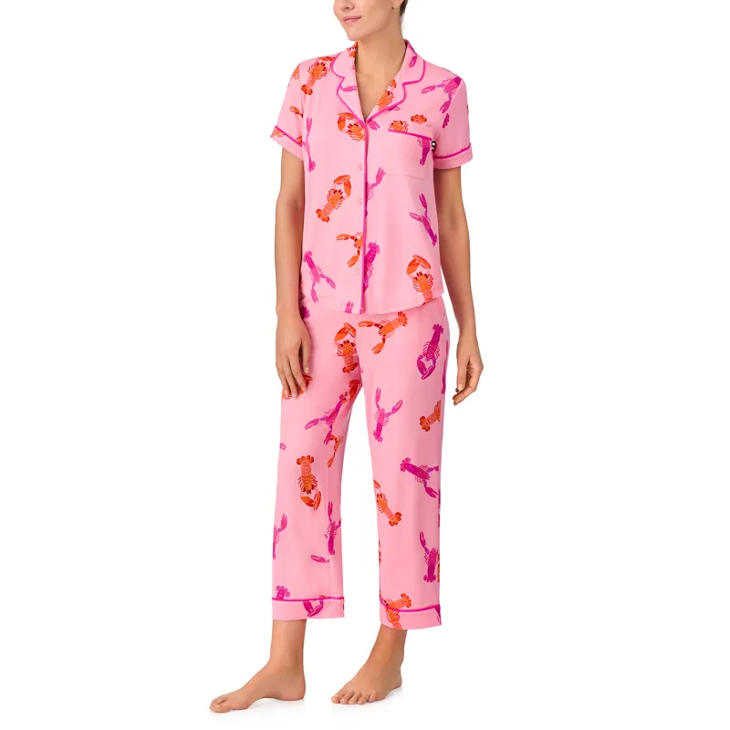 Kate Spade Lobster Dance Jersey Cropped Pyjama in Pink-1