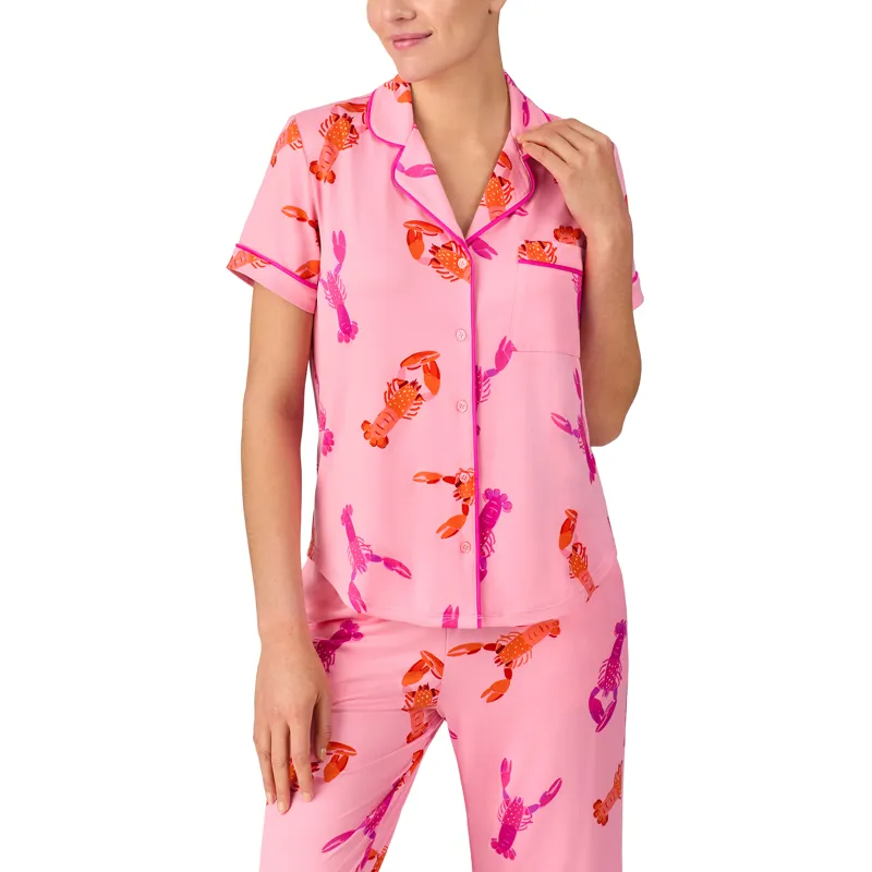 Kate Spade Lobster Dance Jersey Cropped Pyjama in Pink-3