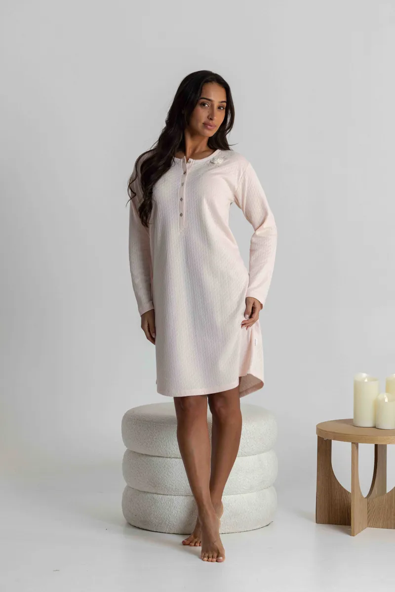 Mira Interlock Rose Nightshirt in Light Pink