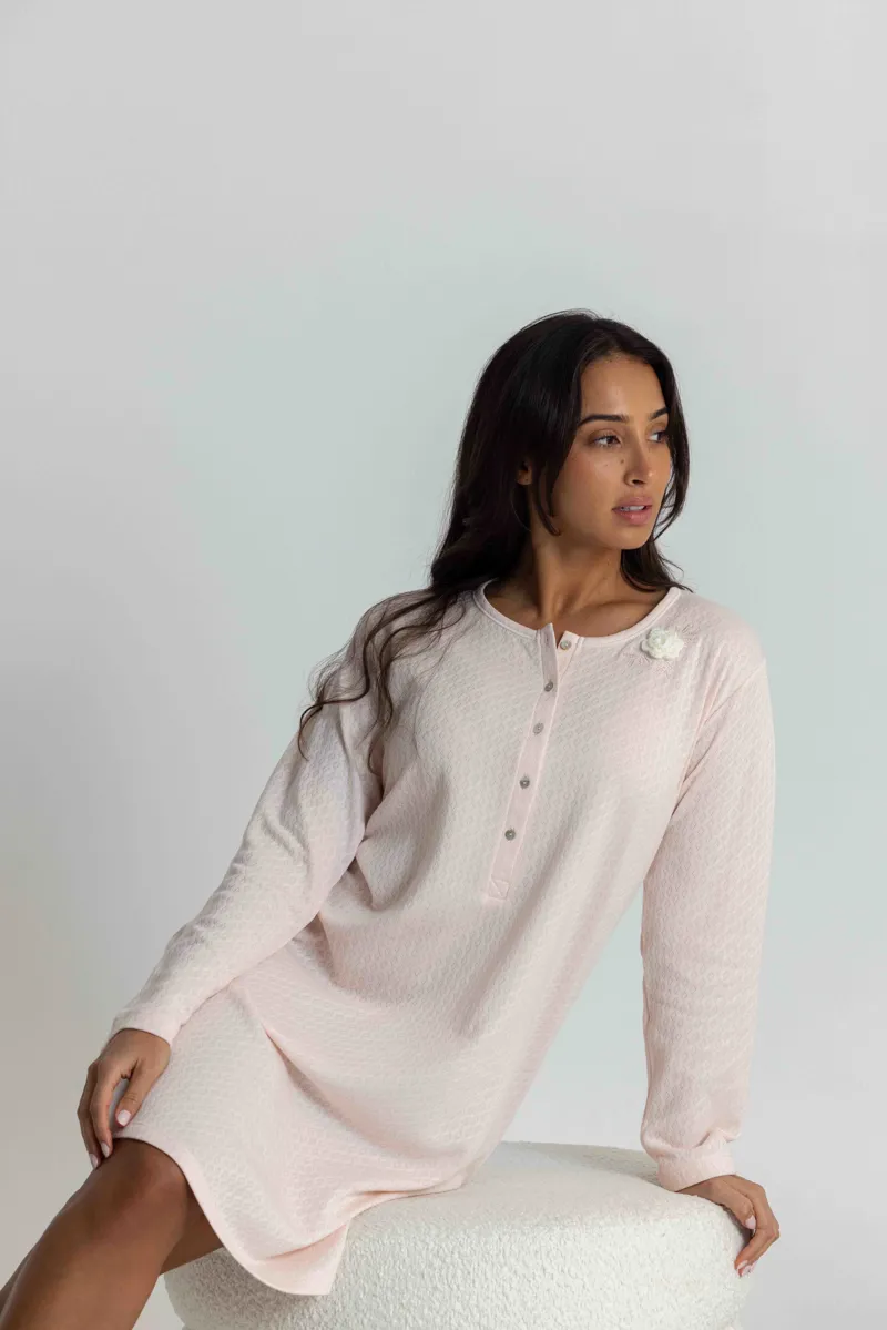 Mira Interlock Rose Nightshirt in Light Pink-1