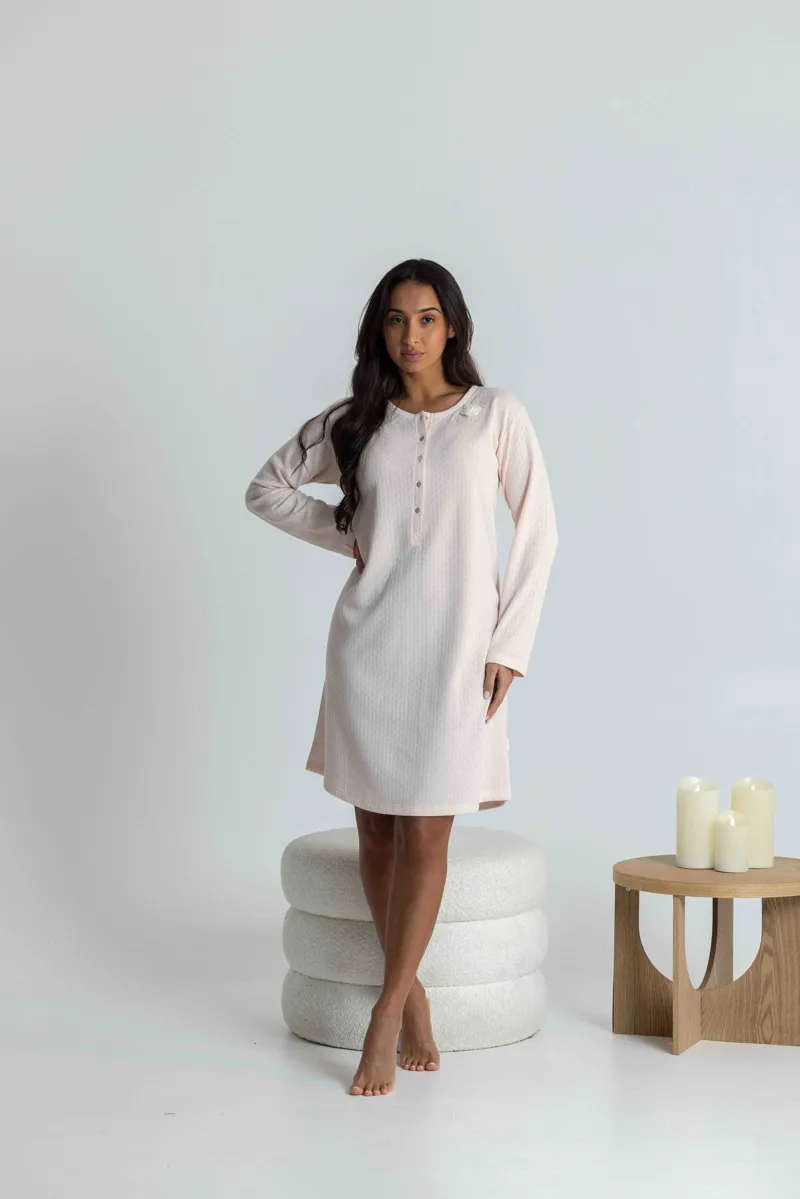 Mira Interlock Rose Nightshirt in Light Pink-2