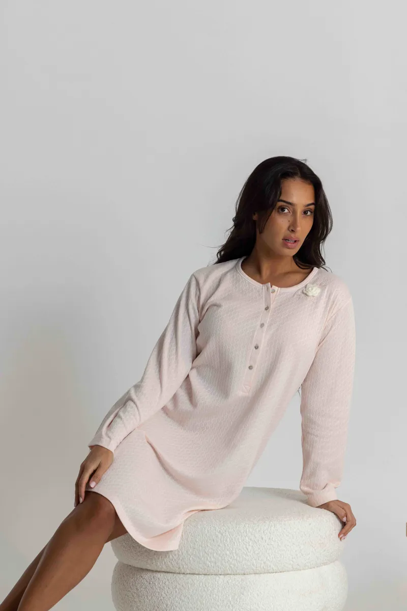 Mira Interlock Rose Nightshirt in Light Pink-3