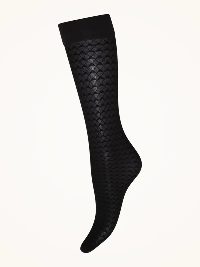 Wolford Graphic Pattern Knee Highs in Black