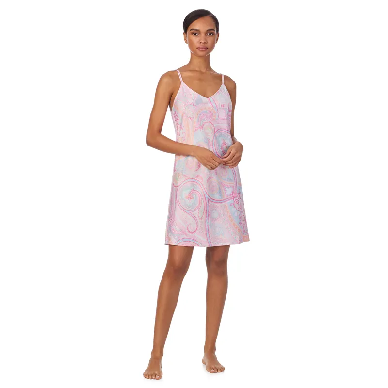 Ralph Lauren Satin Chemise in Pink Paisley