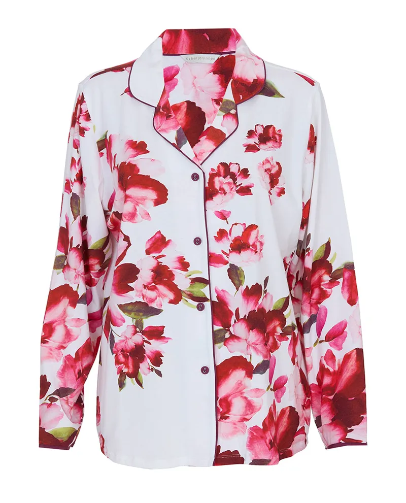 Cyberjammies Isabella Floral Long Sleeve Pyjama in White-5