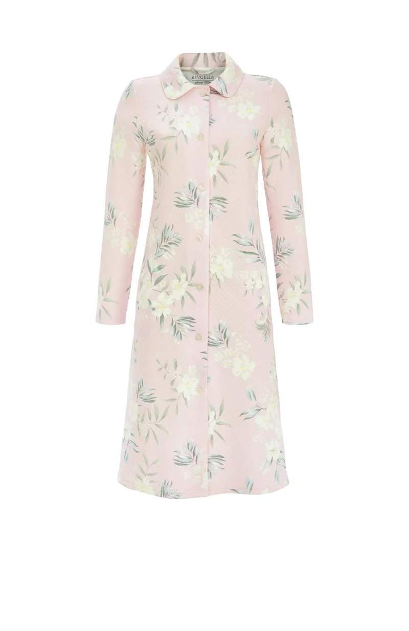 Ringella Pastel Flowers Dressing Gown in Pastel Rose
