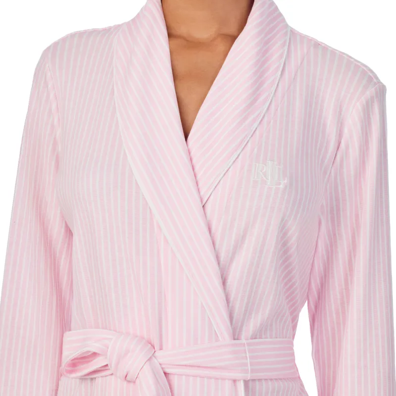 Ralph Lauren Short Robe in Pink Stripe-2