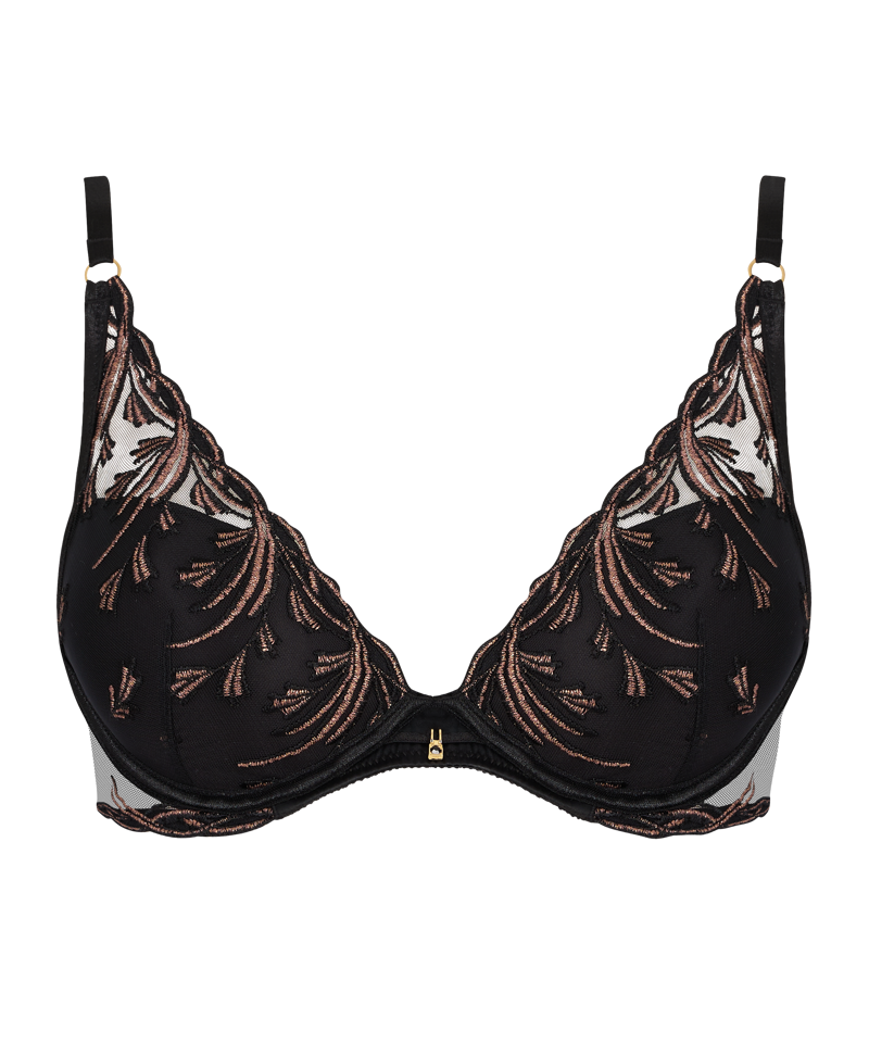 Aubade Cosmic Romance Padded Plunge Bra in Black Star