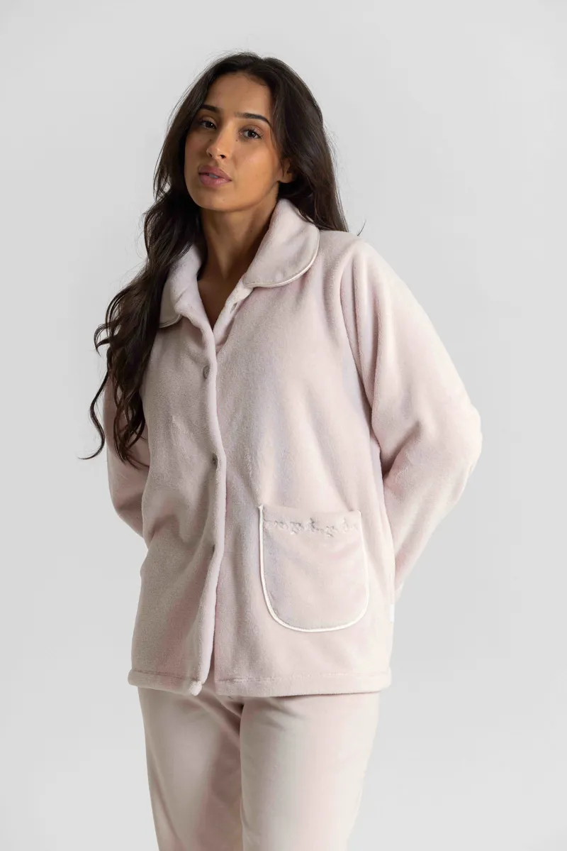 Mira Polar Fleece Bed Jacket in Pink-1