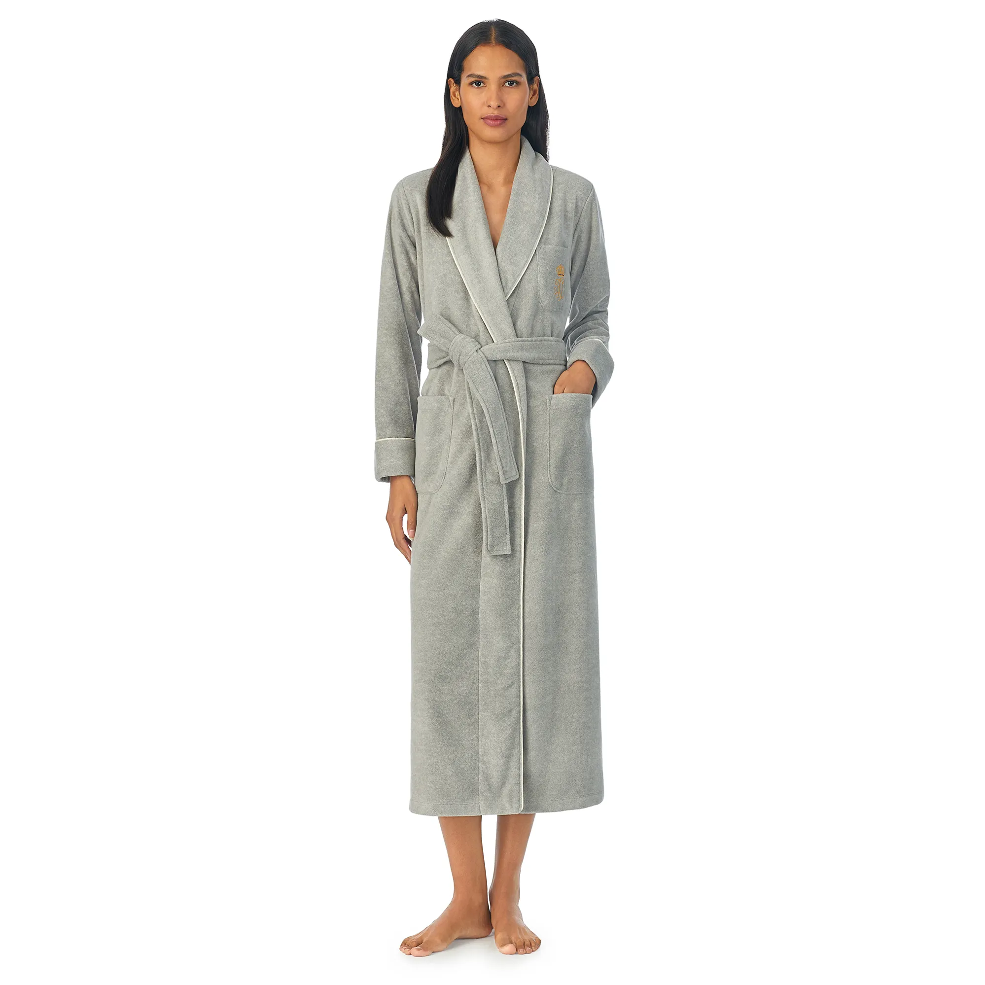 ralph lauren dressing gown grey Ralph Lauren Dalton Fleece Robe in Grey