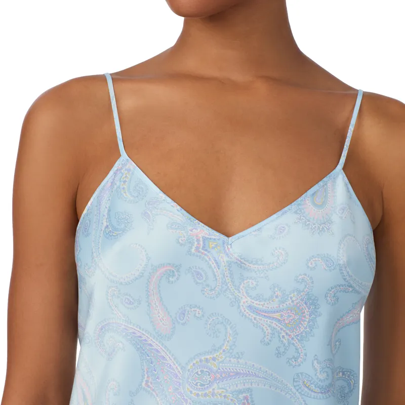 Ralph Lauren Paisley Satin Chemise in Aqua-2