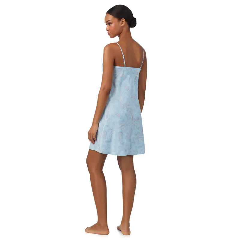 Ralph Lauren Paisley Satin Chemise in Aqua-1