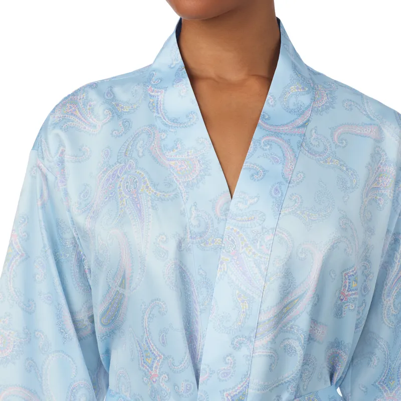 Ralph Lauren Paisley Satin Robe in Aqua-2