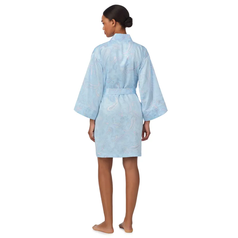 Ralph Lauren Paisley Satin Robe in Aqua-1