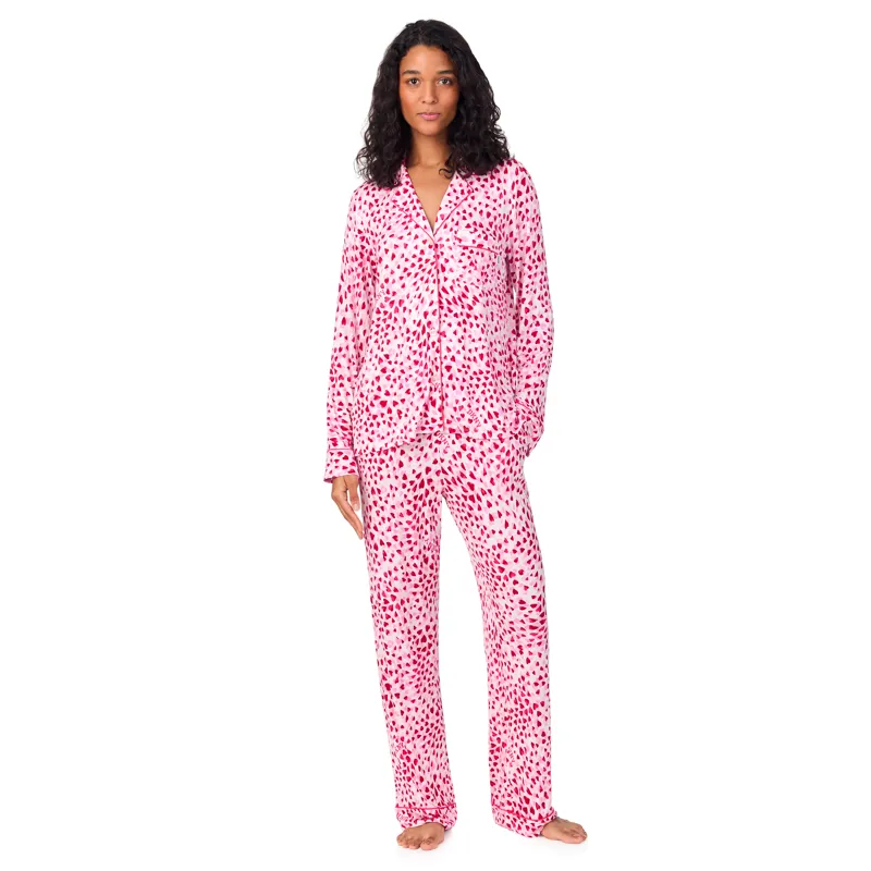 DKNY Classic Style Heart Print Jersey Pyjama in Pink