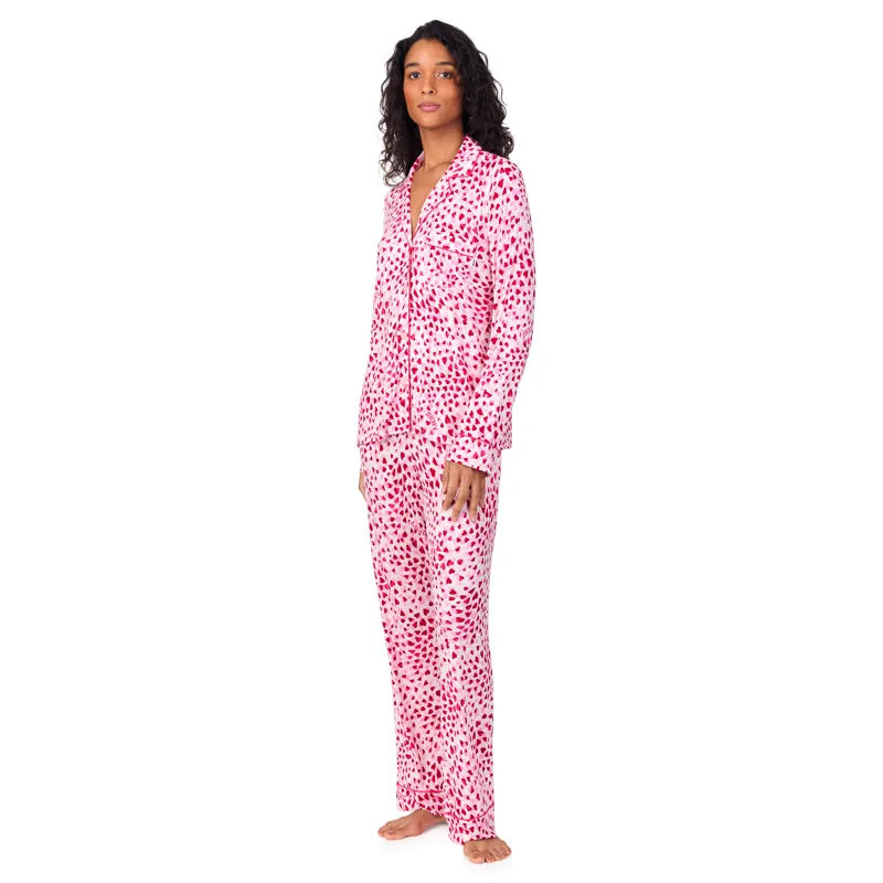 DKNY Classic Style Heart Print Jersey Pyjama in Pink-1