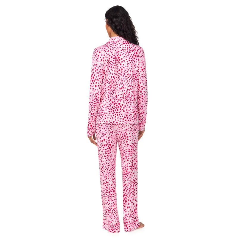 DKNY Classic Style Heart Print Jersey Pyjama in Pink-2